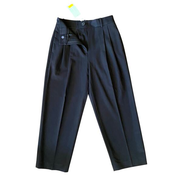 Antonio Melanie Ponte Emery Trouser Pants Sz 8 Black Pleated High Waisted Ankle - Picture 2 of 8